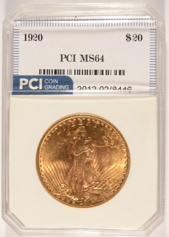 1920 $20.00 ST.GAUDENS GOLD, PCI MS-64  RARE (1 of 4)