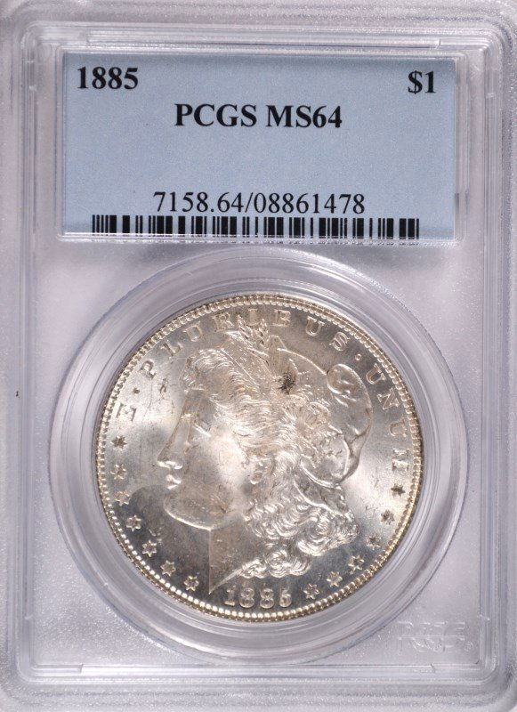 1885 MORGAN SILVER DOLLAR, PCGS MS-64 (1 of 4)