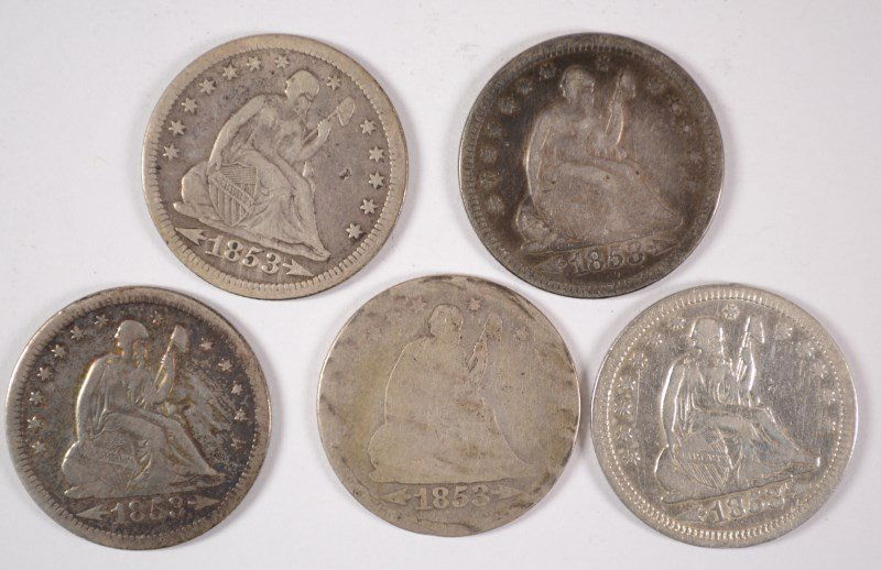 (5) 1853 SEATED QUARTERS (1 of 2)