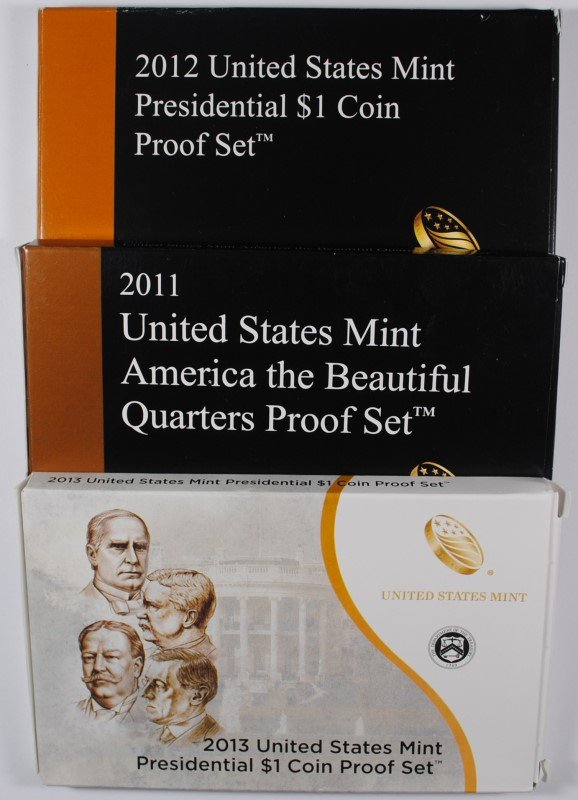 2011, 2012 & 2013 PRESIDENTIAL DOLLAR PROOF SETS IN (1 of 3)