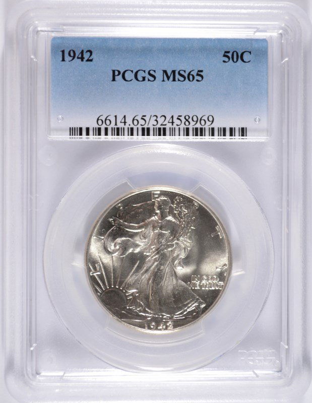 1942 WALKING LIBERTY HALF DOLLAR PCGS MS65 GEM BLAST (1 of 4)
