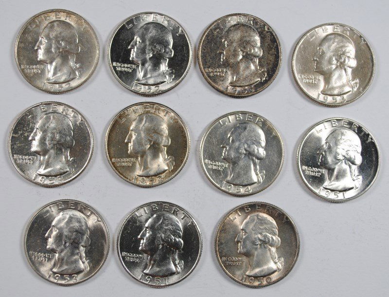 (11) WASHINGTON QUARTERS (1950-S/S, 1951, 1951-S, 1952, (1 of 2)