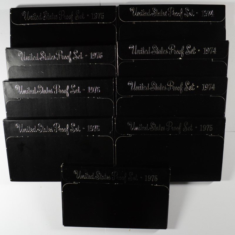 U.S. PROOF SETS:  ( 3 ) 1974, ( 3 ) 1975 AND ( 3 ) 1976 (1 of 3)