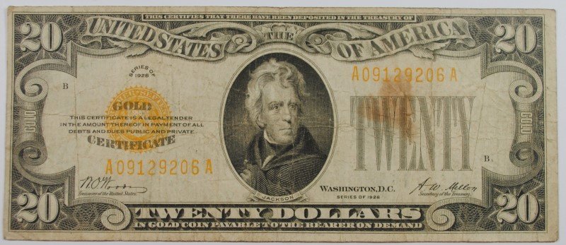 1928 $20 US GOLD CERTIFICATE (1 of 2)