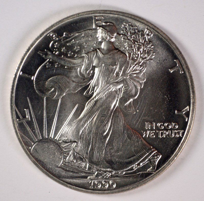 1990 AMERICAN SILVER EAGLE, BU (1 of 2)