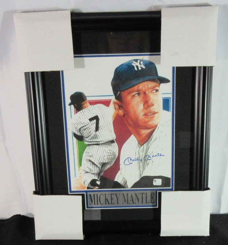MICKEY MANTLE AUTOGRAPHED 8x10 LITHO GAI GV 411157 (1 of 3)