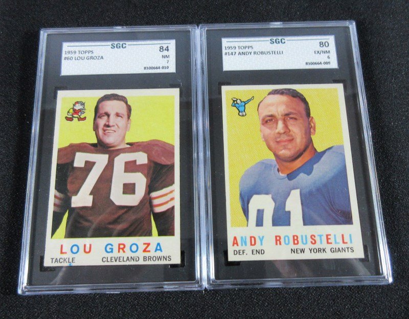 2 - 1959 TOPPS NFL GRADED CARDS, #60 LOU GROZA SGC 84 & (1 of 2)