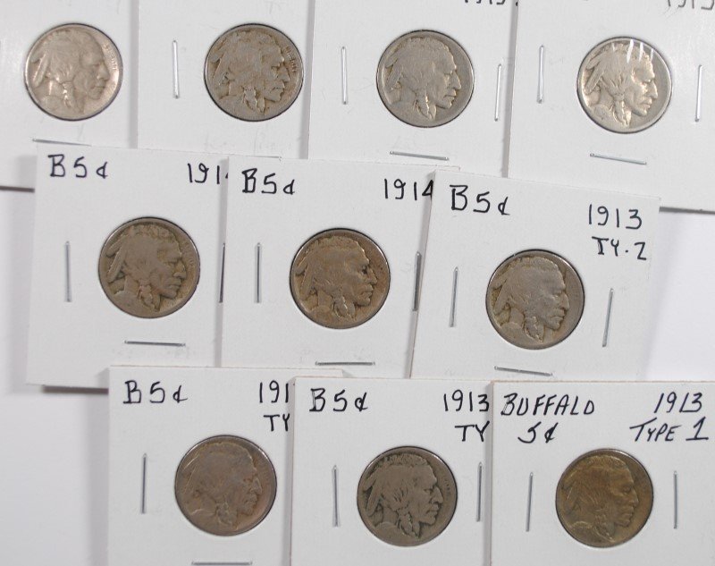 (10) BUFFALO NICKELS (1913 I, 1913-D I, 1913-S I, 1913 (1 of 2)