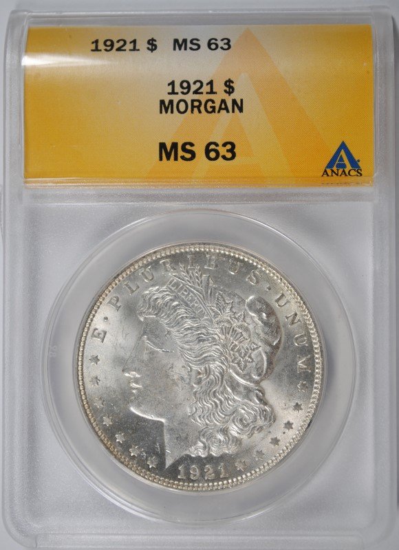 1921 MORGAN DOLLAR ANACS MS-63 (1 of 4)
