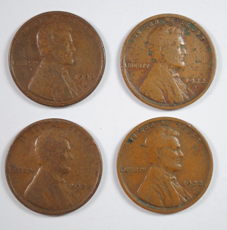 (4) 1922-D LINCOLN CENTS (SEMI KEY DATE) (1 of 2)