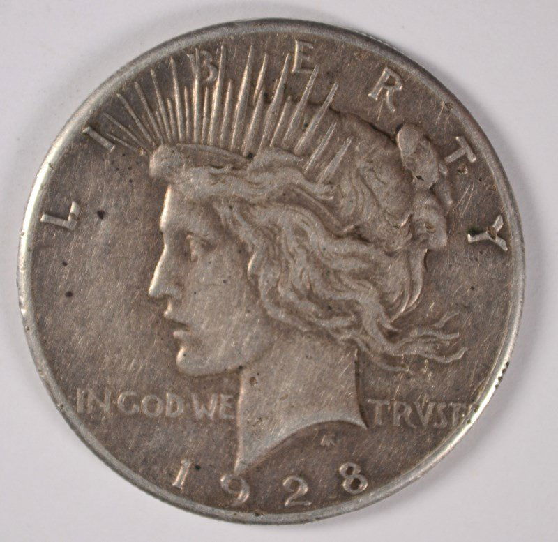 1928 PEACE SILVER DOLLAR, XF KEY DATE (1 of 2)