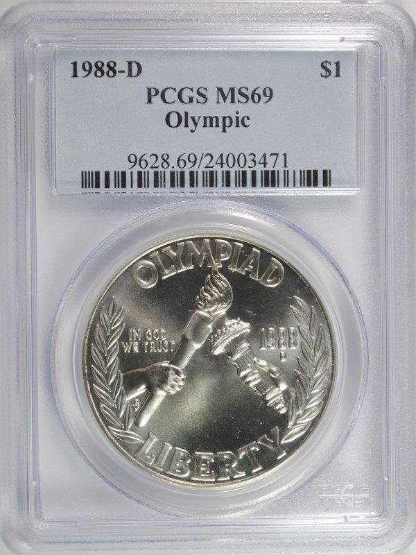 1988-D OLYMPICS COMMEN DOLLAR PCGS MS-69 (1 of 4)