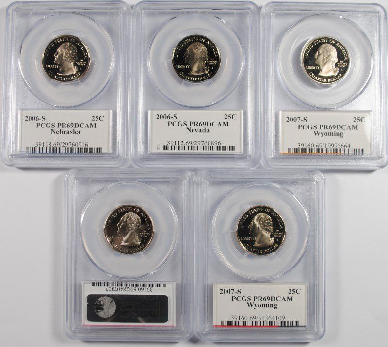 ( 5 ) PCGS PR-69 DCAM  STATE QUARTERS: ( 3 ) WYOMING, (1 of 2)