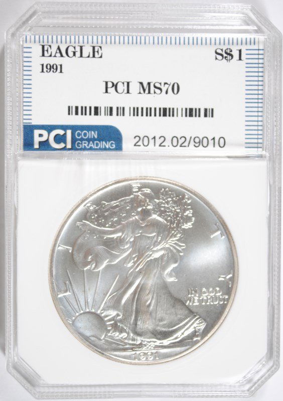 1991 AMERICAN SILVER EAGLE PCI PERFECT BU (1 of 4)