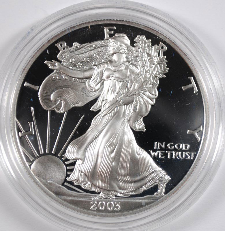 2003 PROOF AMERICAN SILVER EAGLE IN NICE ORIGINAL (1 of 4)