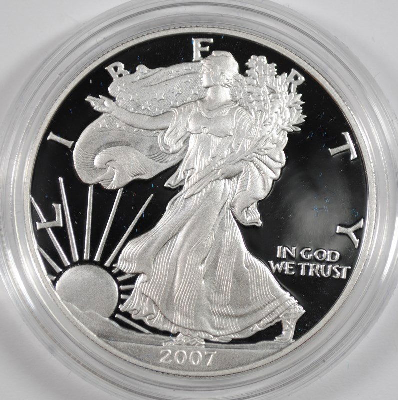 2007 PROOF AMERICAN SILVER EAGLE IN NICE ORIGINAL (1 of 4)