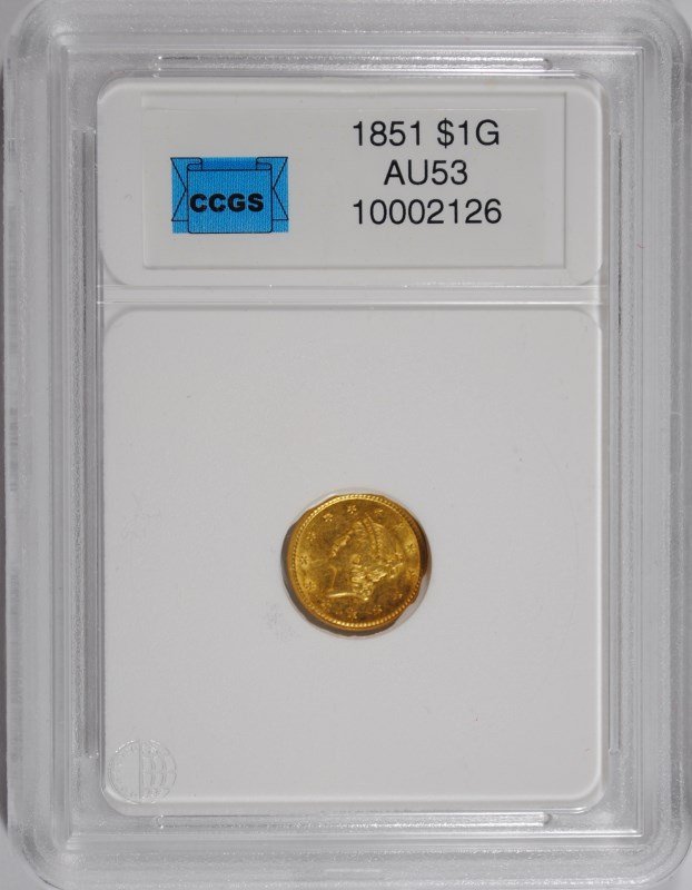 1851 $1.00 GOLD TYPE-1 LIBERTY, CCGS AU (1 of 4)