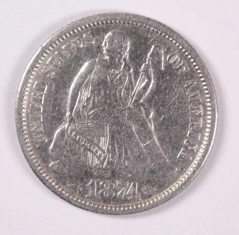 1874 SEATED DIME VF/XF (1 of 2)