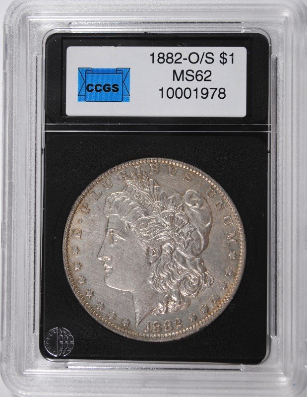 1882-O/S MORGAN DOLLAR CCGS CH BU RARE MINT ERROR: SilverTowne Auctions is known for Quality & Service.
