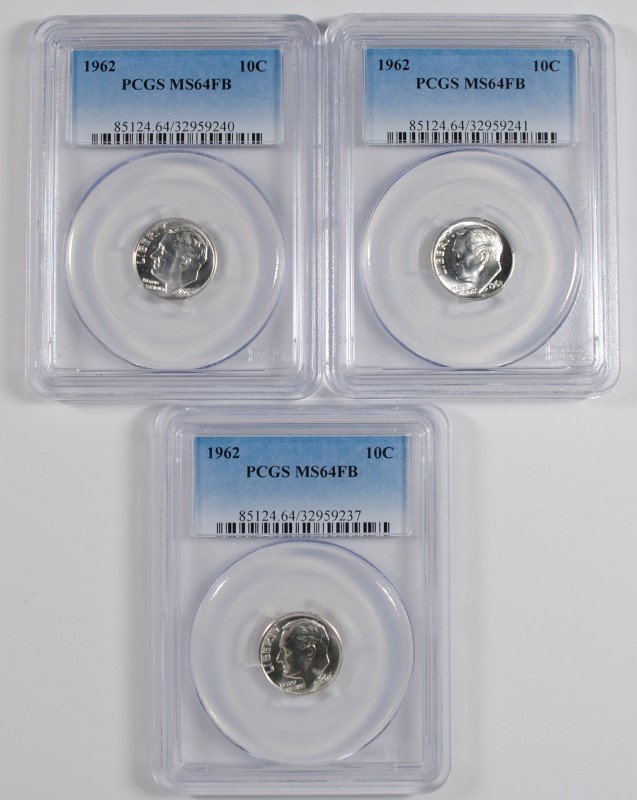 ( 3 ) ROOSEVELT DIMES PCGS MS64FB: Silvertowne Auctions is now ranked a #1 online coin auction house.