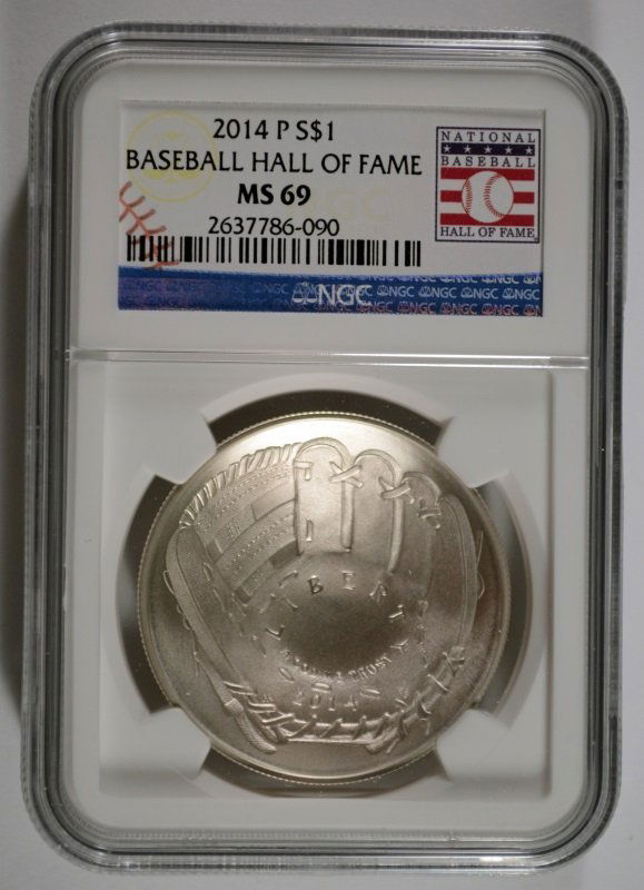 2014 BASEBALL HALL OF FAME SILVER DOLLAR, NGC MS-69 (1 of 9)