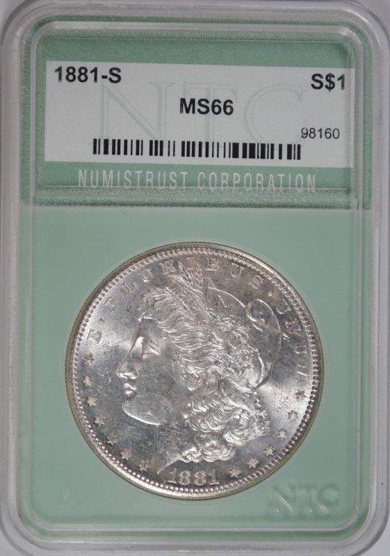 1881-S MORGAN SILVER DOLLAR, NTC,  SUPERB GEM BU WHITE! (1 of 4)
