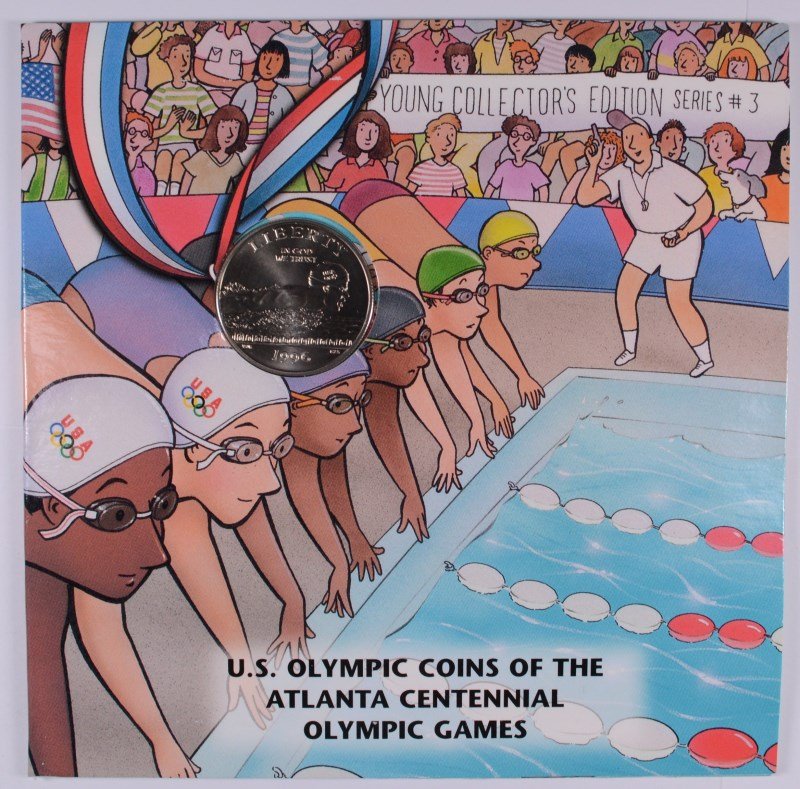 1995  OLYMPICS UNC SWIMMING COMMEMORATIVE HALF DOLLAR, (1 of 4)