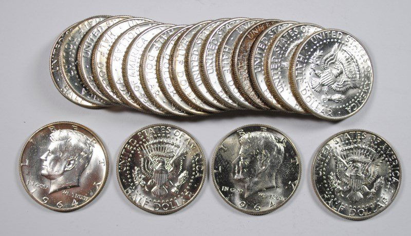 ORIGINAL GEM BU ROLL OF 1964-D FRANKLIN HALF DOLLARS: Bid with confidence at Silver towne Auctions. One of the internet’s leading Auction Houses.