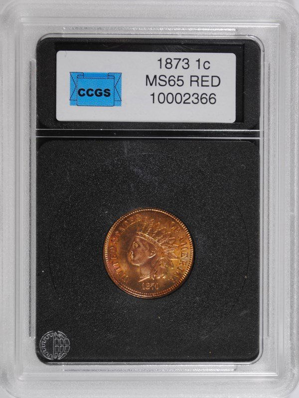1873 INDIAN CENT CCGS GRADED GEM RED BU, VERY RARE! (1 of 4)