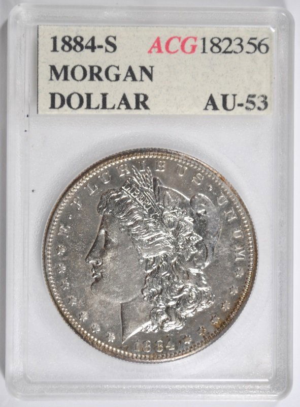 1884-S MORGAN SILVER DOLLAR, ACG AU (1 of 4)