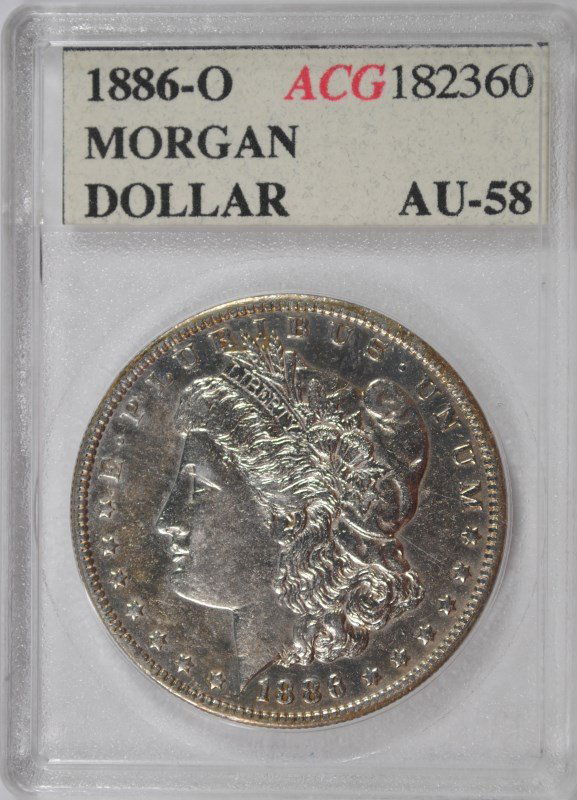 1886-O MORGAN SILVER DOLLAR, ACG AU/BU SCARCE! (1 of 4)