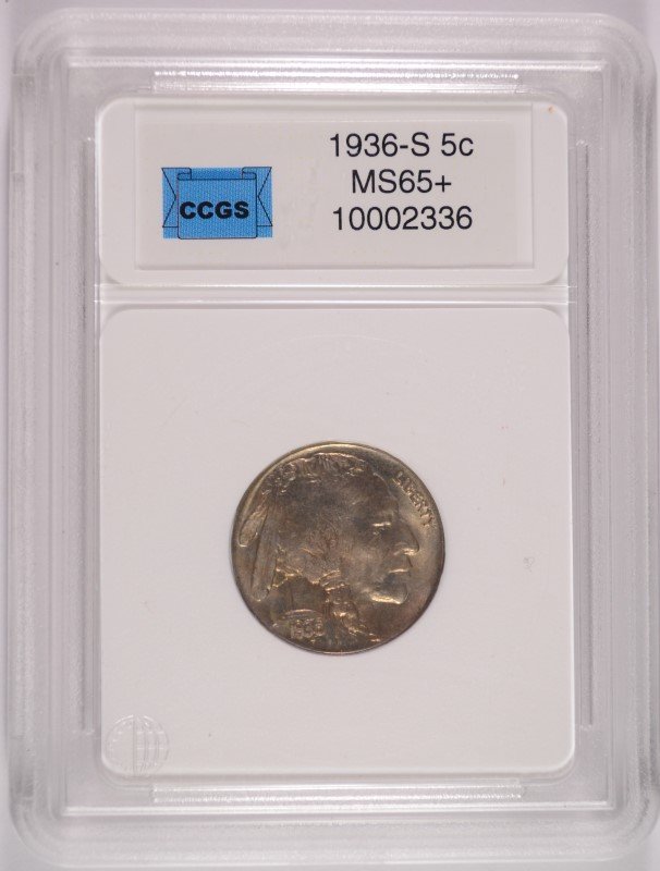 1936-S BUFFALO NICKEL CCGS GRADED GEM BU+ NICE (1 of 4)