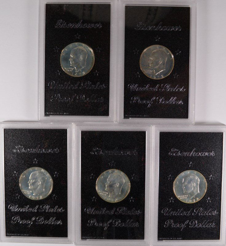 ( 5 )  PROOF 1972 EISENHOWER 40% SILVER DOLLARS IN (1 of 2)