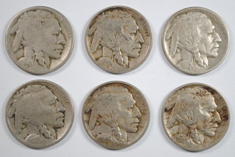(6) BUFFALO NICKELS (1913 I, 1914, 1915, 1916, 1916-S, (1 of 2)