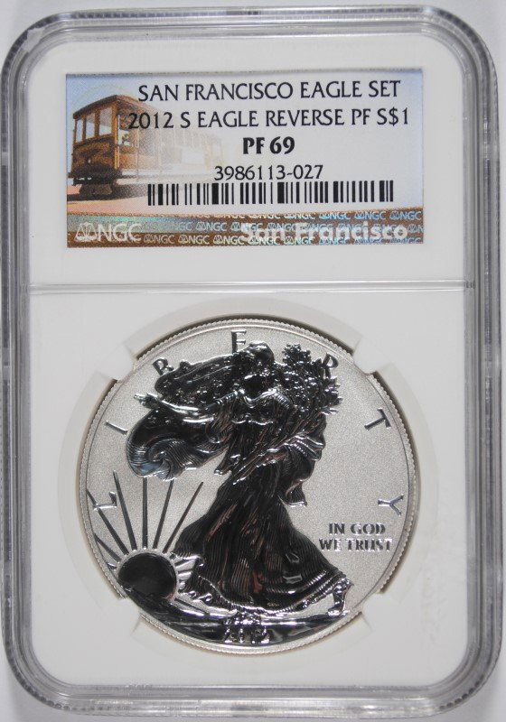 2012-S AMERICAN SILVER EAGLE, REVERSE PROOF, NGC (1 of 4)