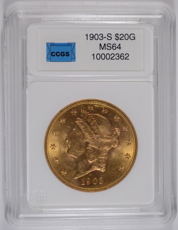 1903-S $20.00 GOLD LIBERTY, CCGS GEM BU RARE (1 of 4)