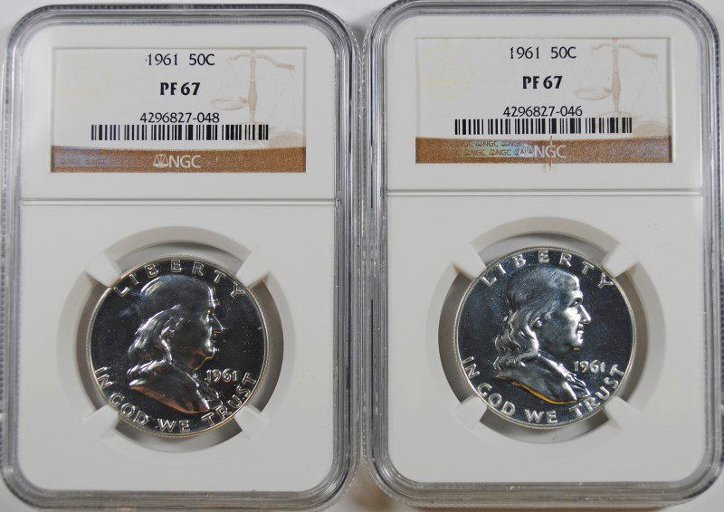 ( 2 ) 1961 FRANKLIN HALF DOLLARS, NGC  PF-67 (1 of 2)