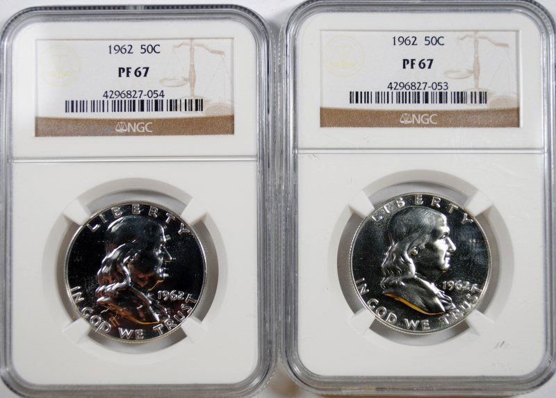 ( 2 ) 1962 FRANKLIN HALF DOLLAR, NGC PF-67 (1 of 2)