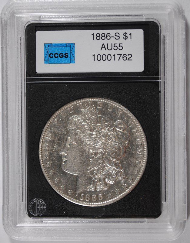1886-S MORGAN SILVER DOLLAR, CCGS AU  SEMI-KEY (1 of 4)