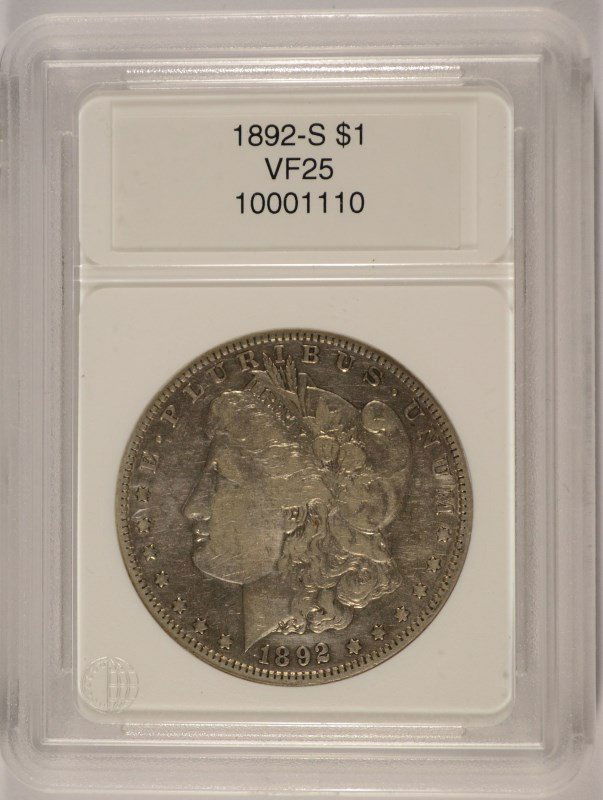 1892-S MORGAN SILVER DOLLAR, CCGS VF- (1 of 4)