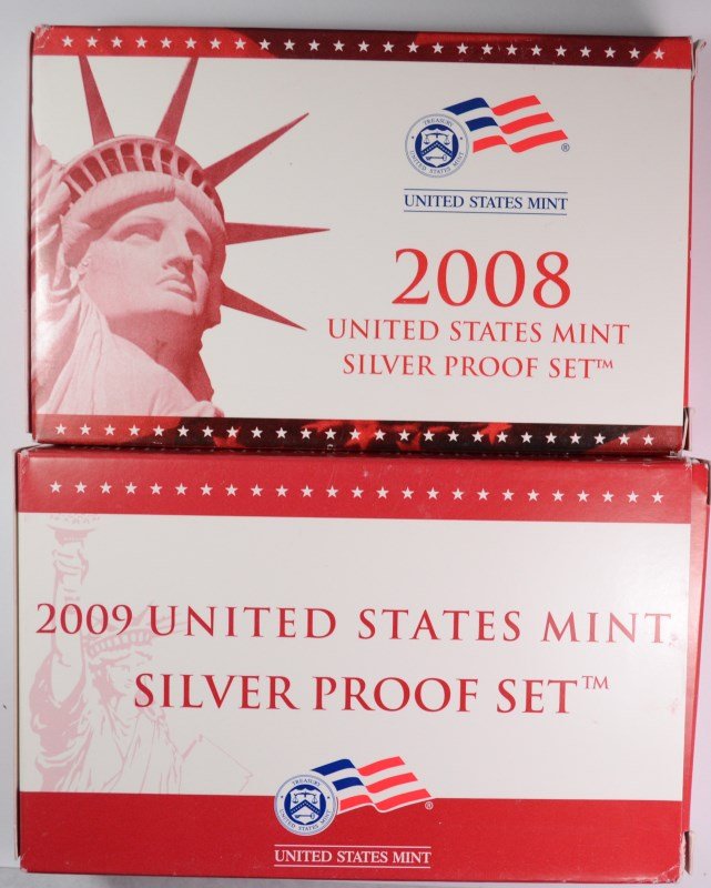 2008 & 2009 U.S. SILVER PROOF SETS  IN NICE ORIG (1 of 4)