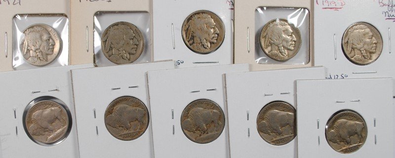 (10) BUFFALO NICKELS ( 1913 I, 1913 II, 1913-D I, 1915, (1 of 1)