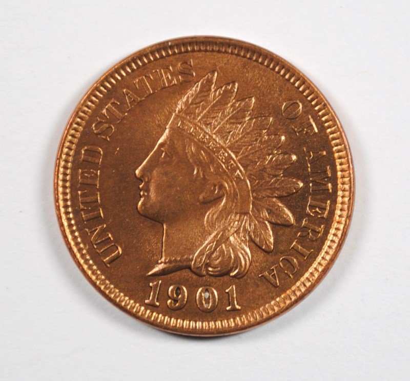 1901 INDIAN HEAD CENT, CHOICE BU, Lots of RED (1 of 2)
