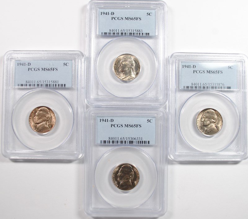 LOT OF ( 4 ) 1941-D JEFFERSON NICKELS, PCGS MS-65 FULL: Bid with confidence at Silver towne Auctions. One of the internet’s leading Auction Houses.