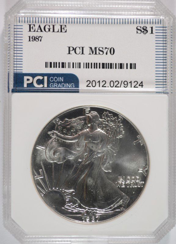 1987 AMERICAN SILVER EAGLE. PCI PERFECT GEM  RARE! (1 of 4)