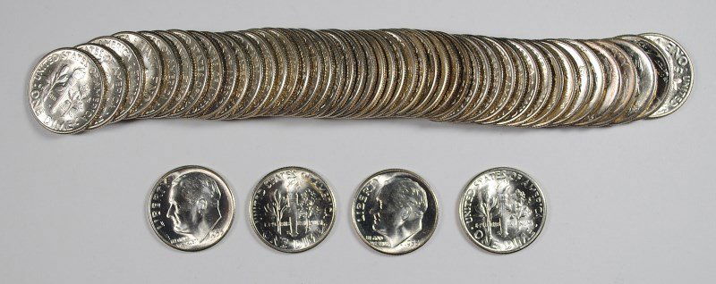 ORIGINAL GEM BU ROLL OF 1953-S ROOSEVELT DIMES: Bid with confidence at Silver towne Auctions. One of the internet’s leading Auction Houses.
