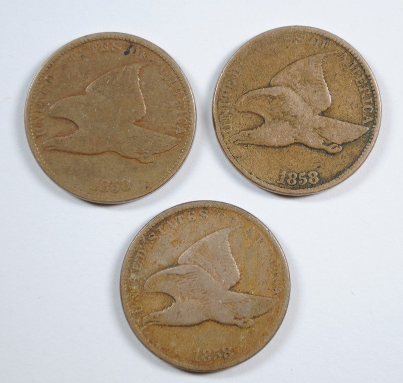 3-1858 FLYING EAGLE ONE CENT LARGE LETTERS: ALL VG (1 of 2)