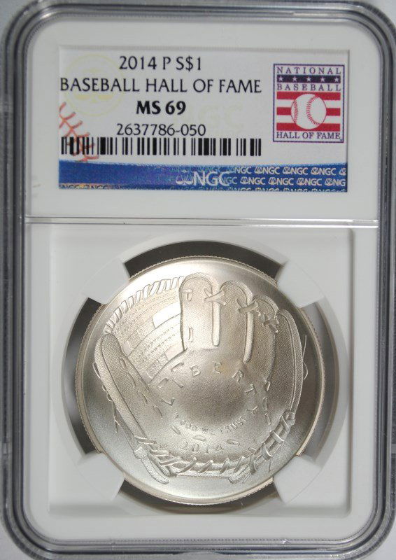 2014 BASEBALL HALL OF FAME COMMEM SILVER DOLLAR NGC (1 of 5)