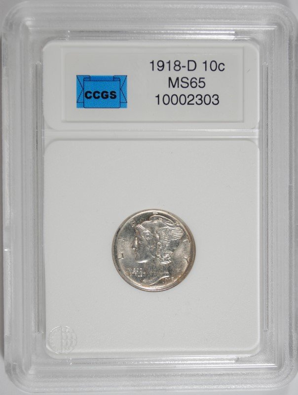 1918-D MERCURY DIME CCGS GRADED GEM BU: Silvertowne Auctions is known for Quality & Service. ESTIMATE 625.00-650.00