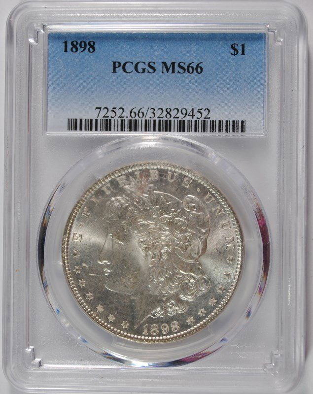 1898 MORGAN SILVER DOLLAR, PCGS MS-66 SUPERB! WHITE! (1 of 4)